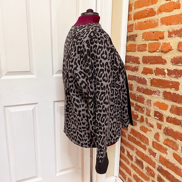 NWOT Jones New York Reversible Leopard Print & Black Wool Felt Jacket - Picture 8 of 11